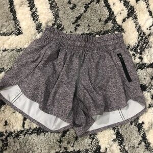 lululemon athletica Heathered Mauve Running Shorts with Zip Pocket